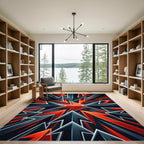 Bold Red Jagged Arrows Abstract Rug