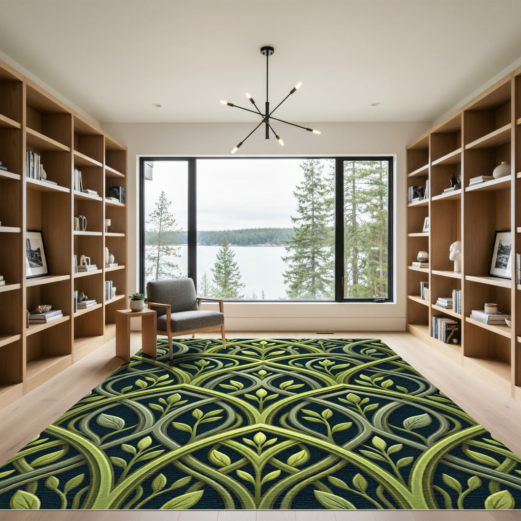 Sage Green Botanical Interlocking Vine Rug
