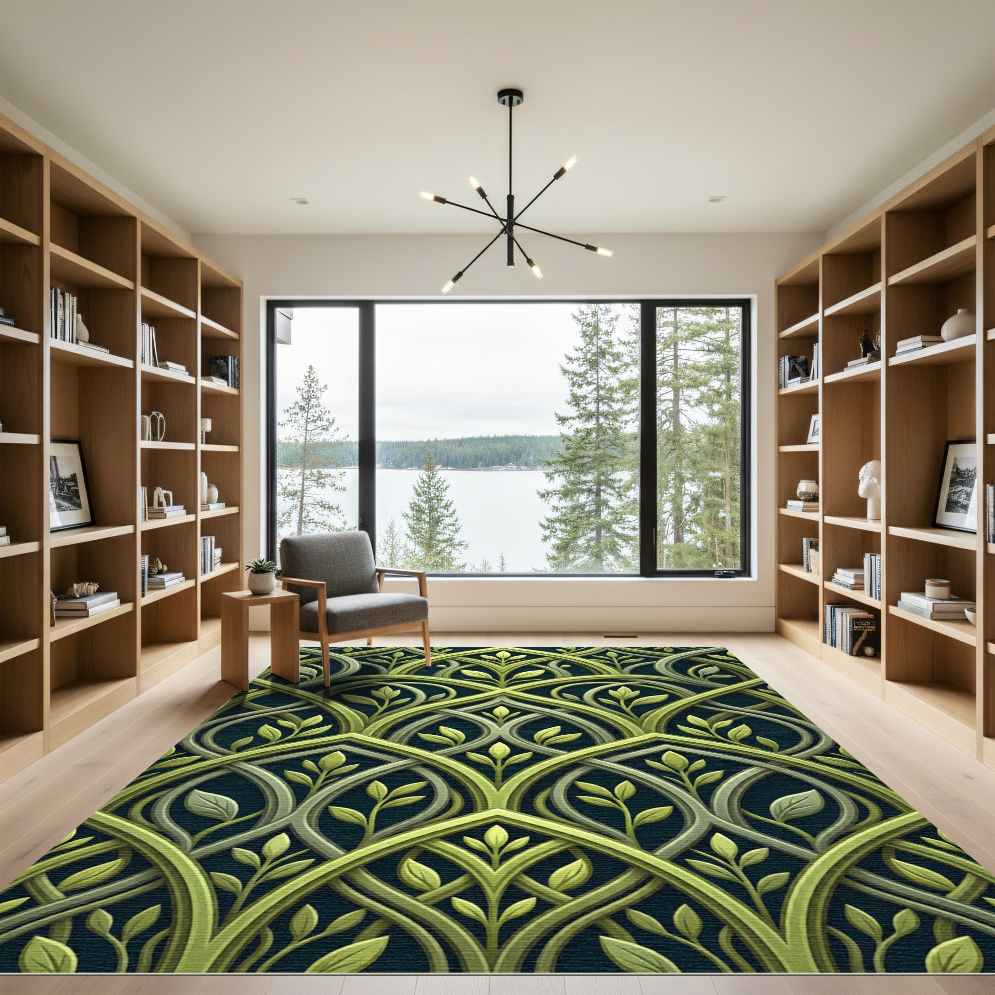 Sage Green Botanical Interlocking Vine Rug