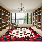 Whimsical Happy Cherry Berry Border Rug