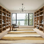 Minimalist Earthy Brown Horizontal Brushstroke Rug