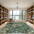 Muted Green Floral Acanthus Vine Rug