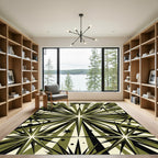 Olive Mid-Century Geometric Starburst Rug