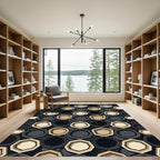 Geometric Hexagonal Beige Black Rug