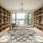 Sophisticated Chocolate Brown Intersecting Geometric Trellis Rug
