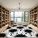 Ink Splatter Black White Abstract Rug