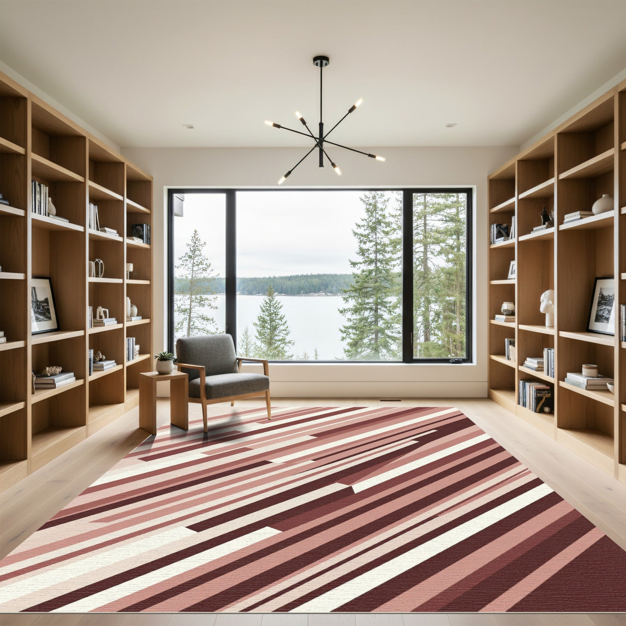 Modern Earth Tone Diagonal Stripe Rug