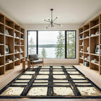 Distressed Charcoal Grid Plaid Rug