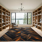 Dark Wood Grain Herringbone Fire Rug