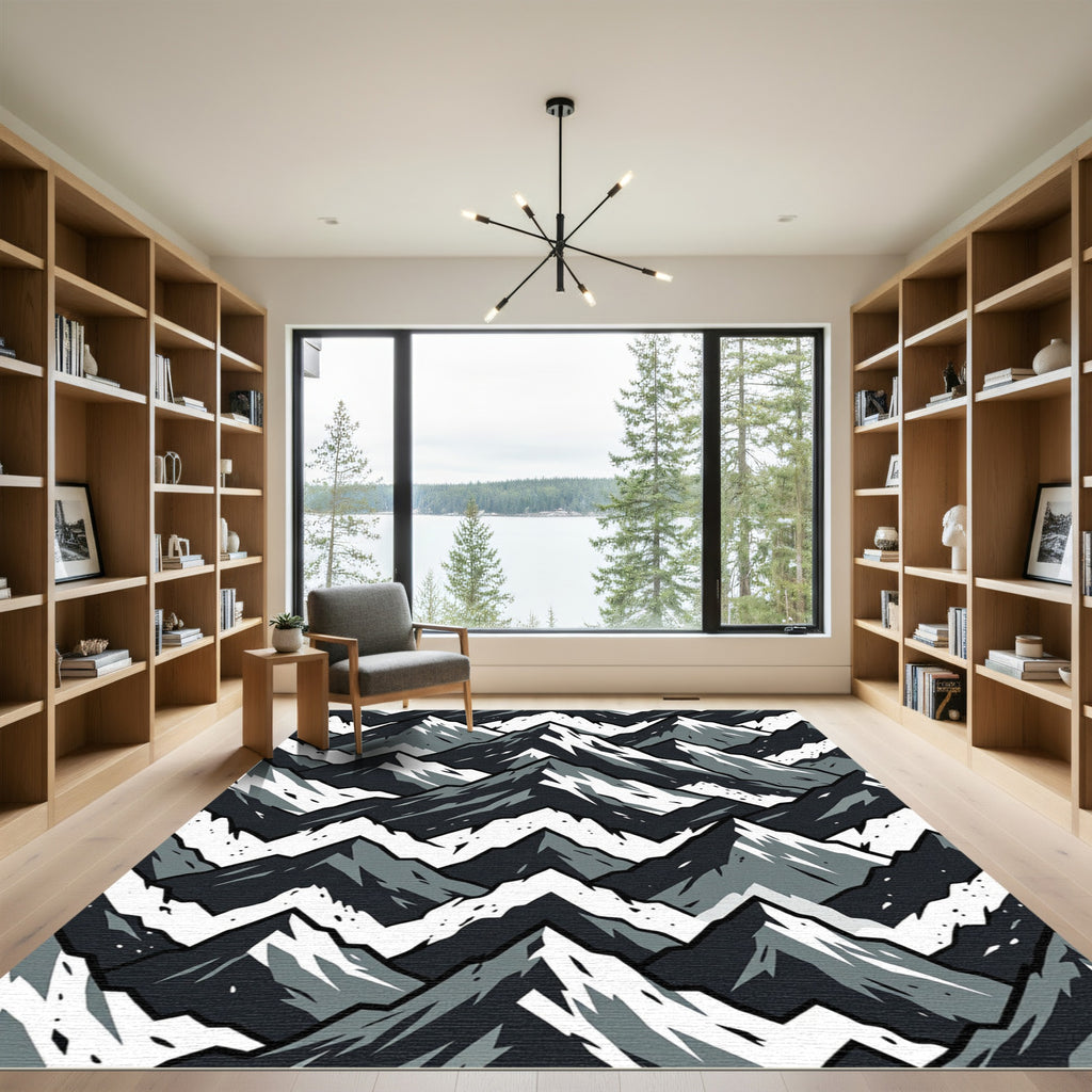 Monochromatic Jagged Mountain Peaks Rug