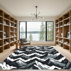 Monochromatic Jagged Mountain Peaks Rug