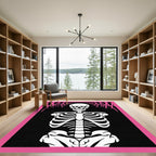 Bold Pink Skeleton Bone Illustration Rug