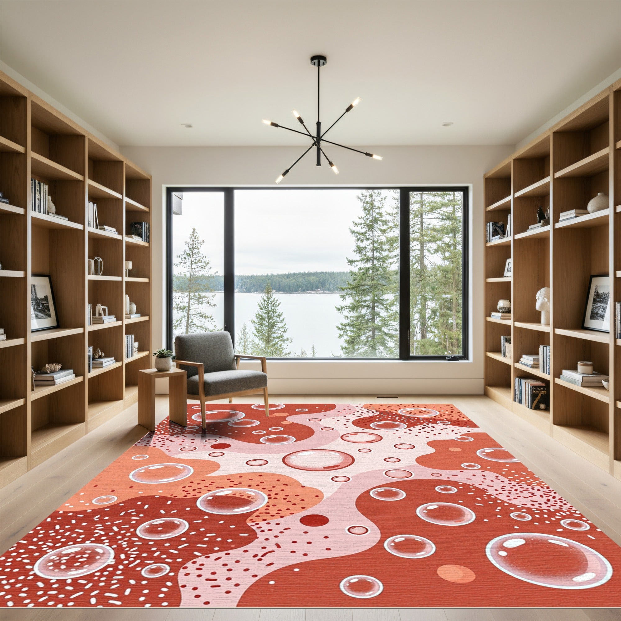 Coral Abstract Bubble Play Rug