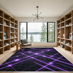 Geometric Radiant Purple Light Grid Rug