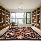 Ornate Copper Shell Baroque Scroll Rug