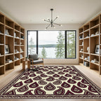 Deep Burgundy Paisley Floral Boughs Rug