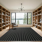 Classic Black White Pinstripe Stripe Rug