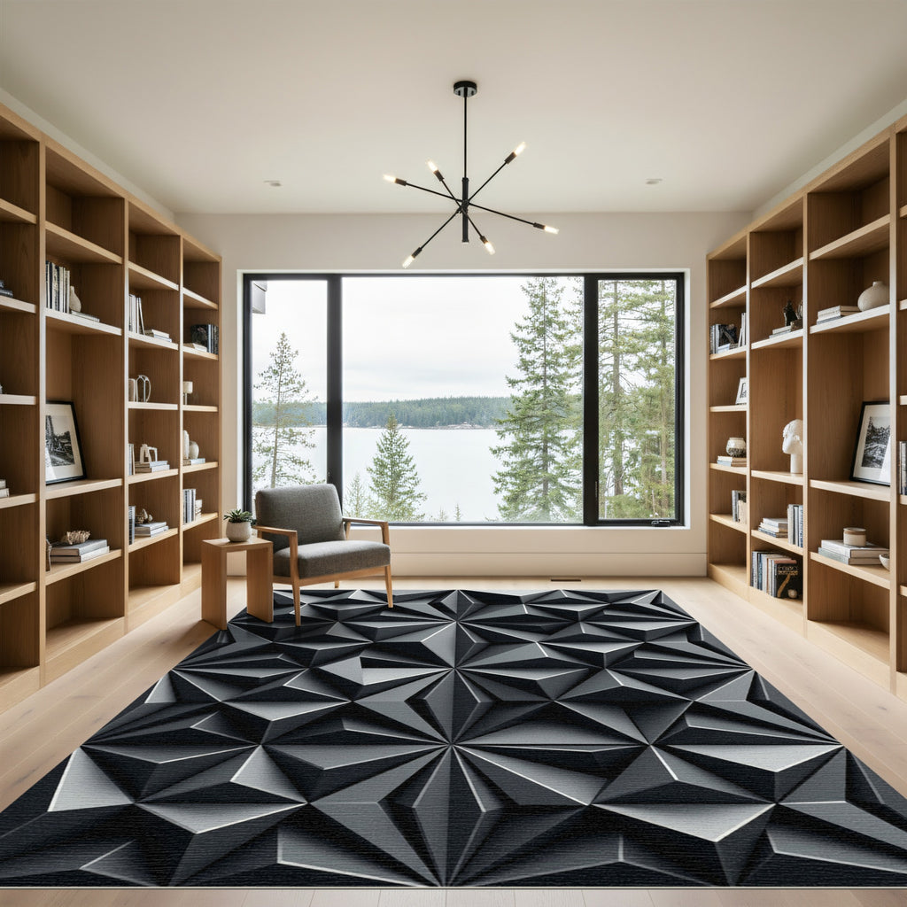 Modern Geometric Diamond Star Rug