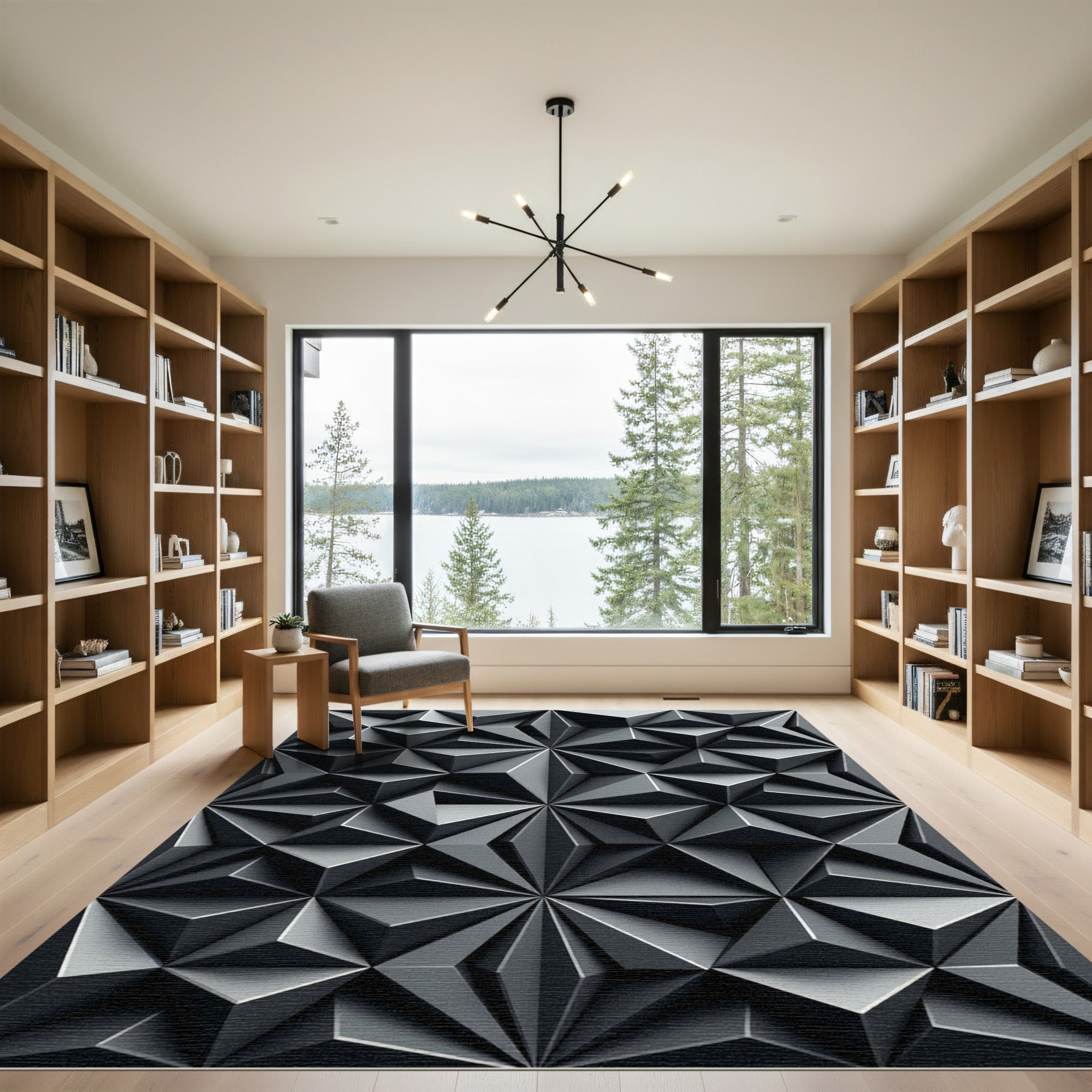Modern Geometric Diamond Star Rug