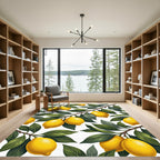 Sunny Yellow Lemon Botanical Branch Rug