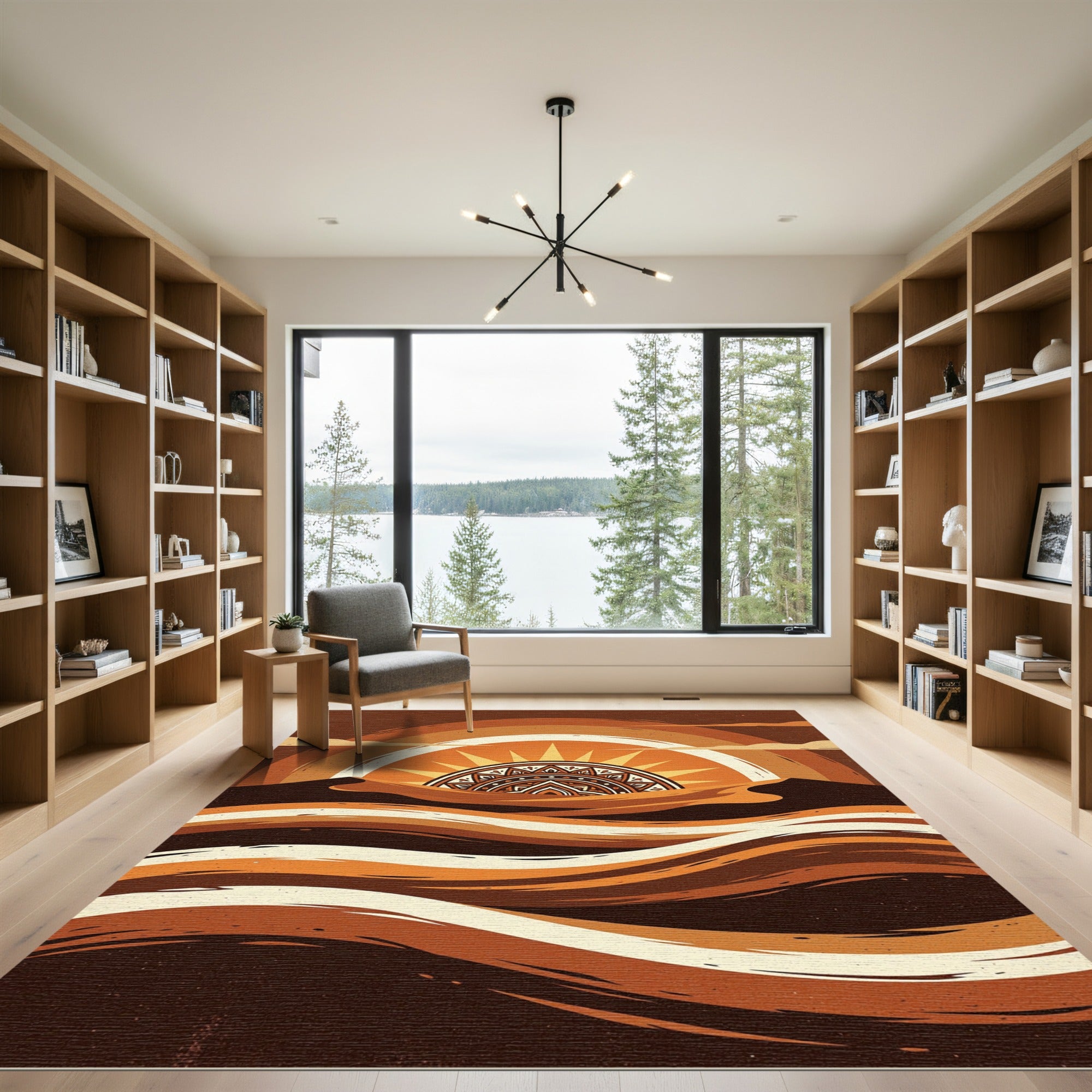Earthy Abstract Sun Horizon Dune Art Rug