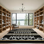 Black Lace and Gold Ribbon Aesthetic Rug