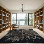 Ornate Gold Filigree Starburst Medallion Rug
