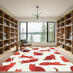 Minimalist Red Cat Silhouette Rug