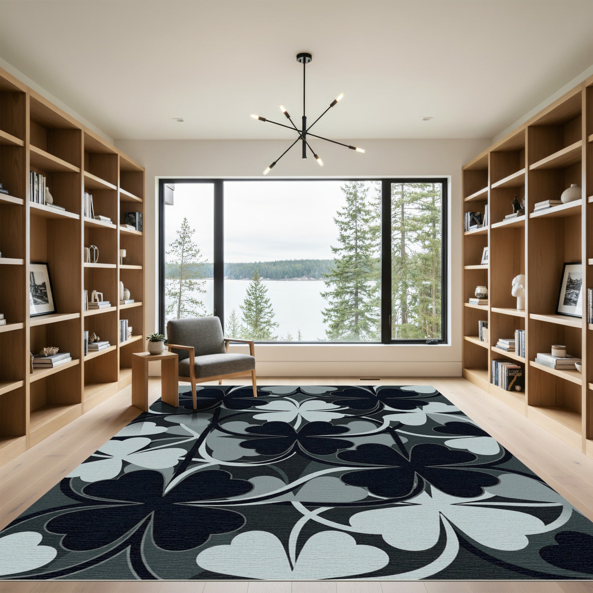 Monochromatic Clover Arch Pattern Rug