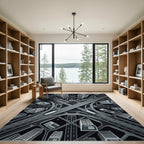 Monochromatic Architectural Grid Cityscape Rug
