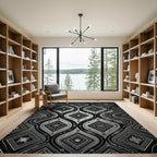 Monochromatic Tribal Geometric Diamond Waves Rug