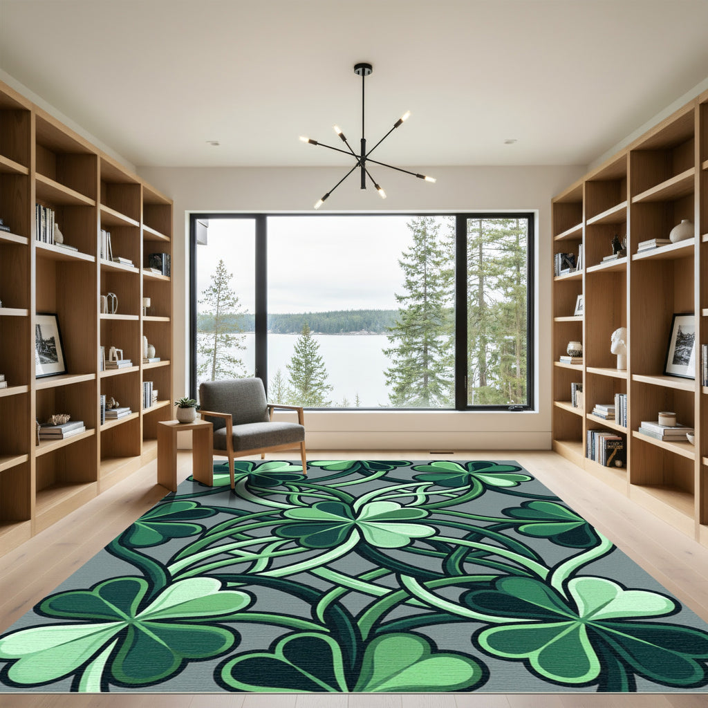 Celtic Green Clover Vine Artwork Rug