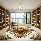Gold Celestial Starry Geometric Art Rug