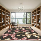 Elegant Pink and Cream Ribbon Bows Rug