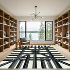 Charcoal Gray Geometric Stacking Bars Rug