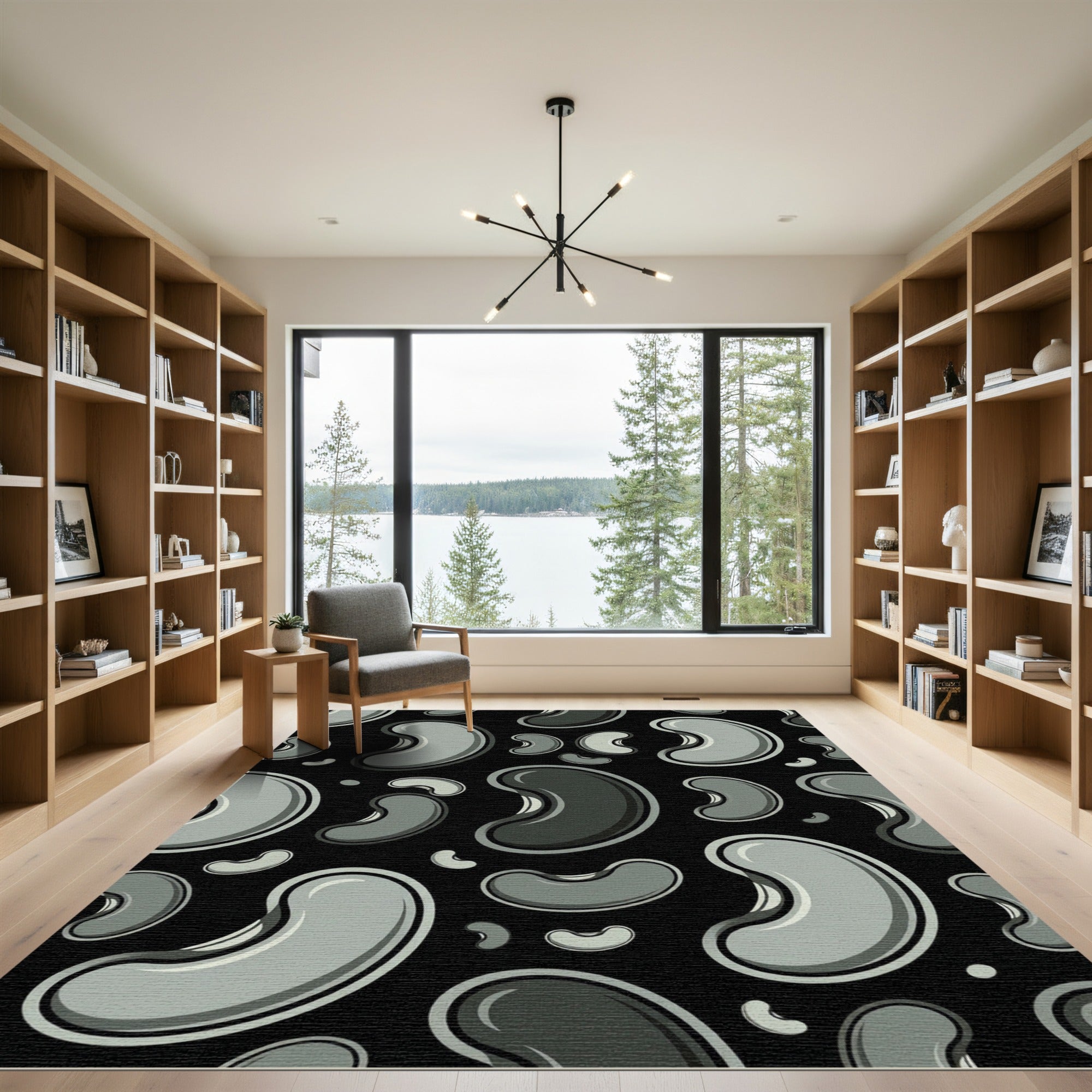 Gray Bean Scatter Art Rug
