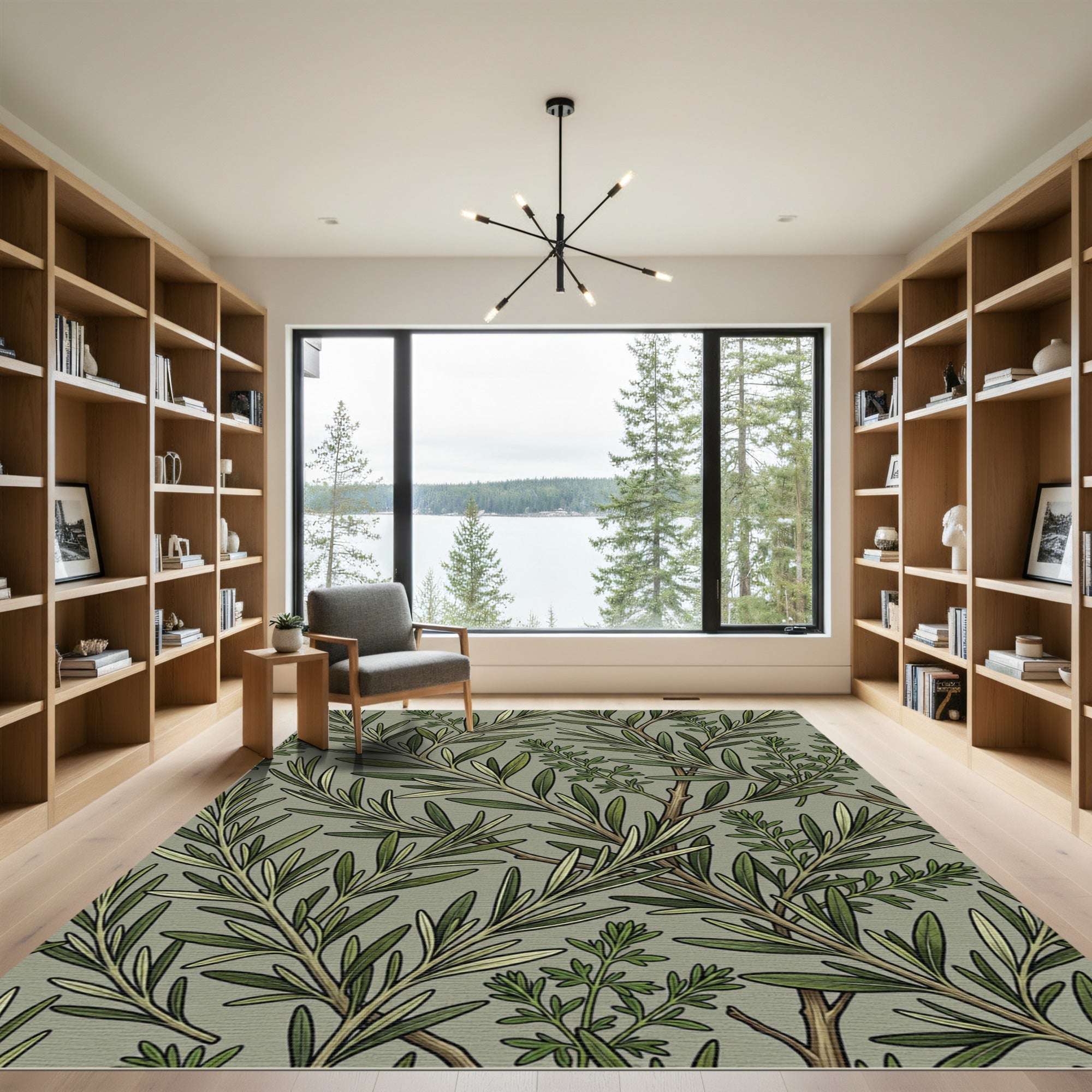 Sage Botanical Rosemary Leaf Foliage Rug