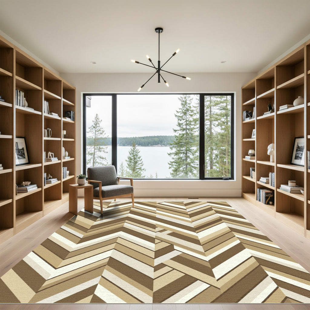 Chunky Chevron Earthy Tone Stripes Rug
