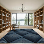 Modern Navy Concentric Diamond Textured Rug