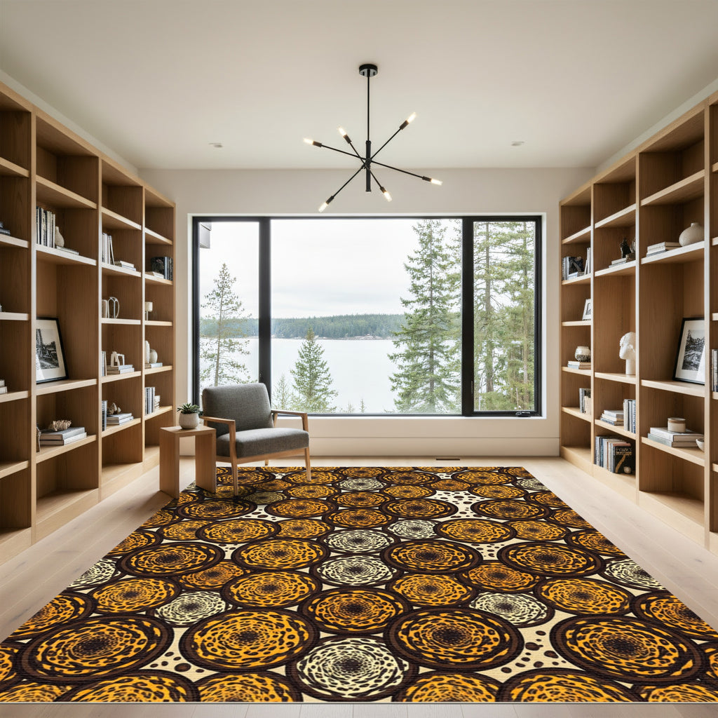 Abstract Animal Spot Circular Mosaic Rug