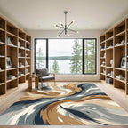 Earthy Swirl Abstract Brushstroke Rug