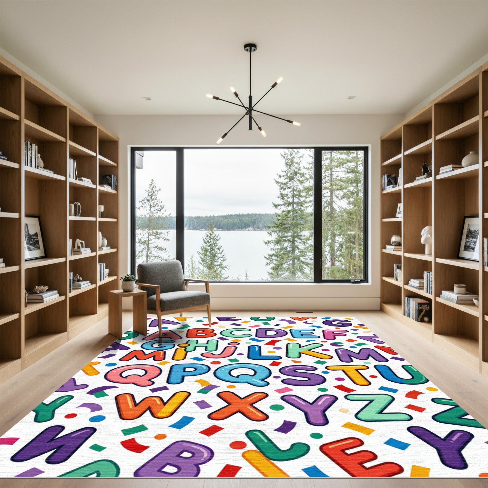 Playful Colorful Alphabet Letter Confetti Illustration Rug