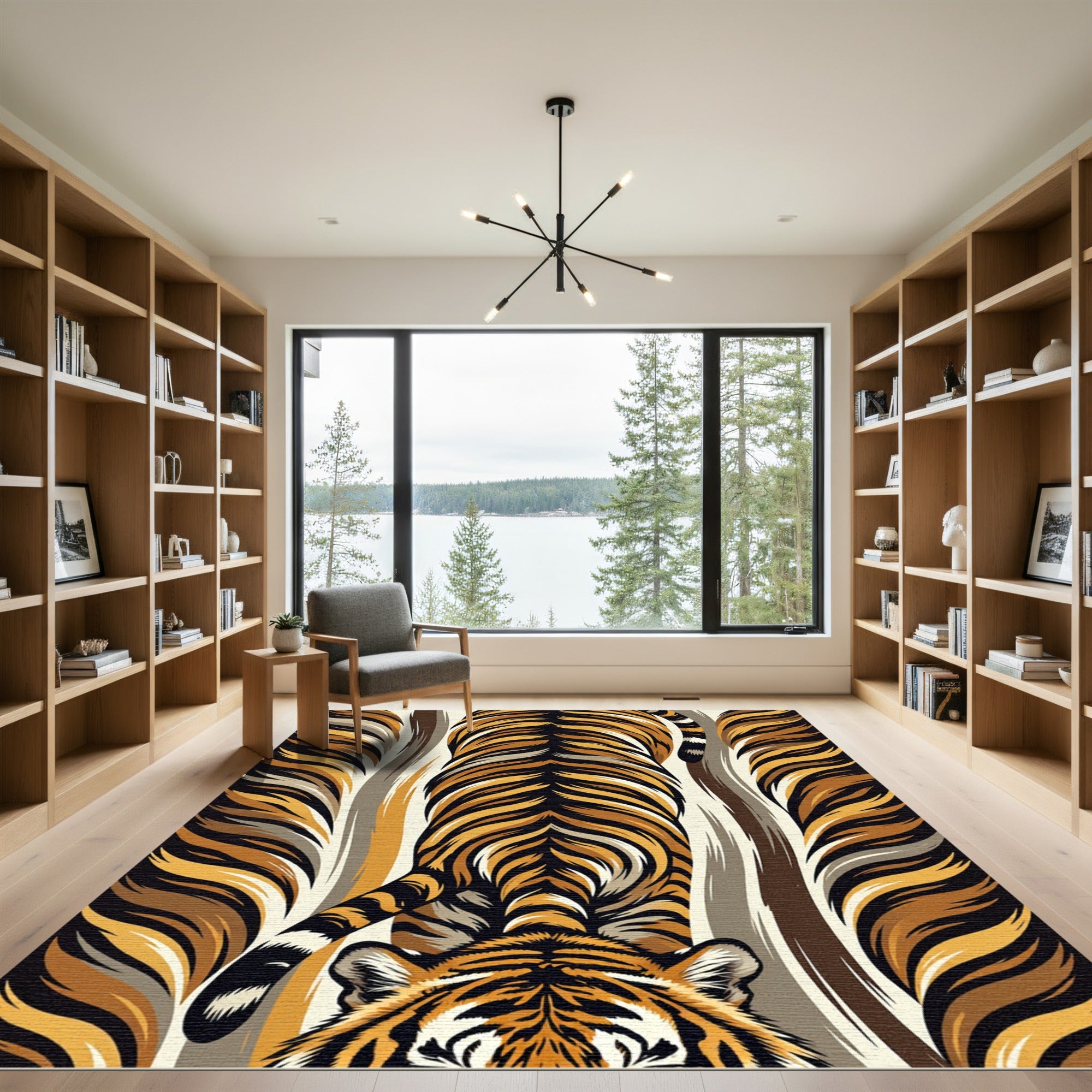 Bold Striated Tiger Stripe Ochre Rug