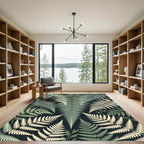 Lush Sage Green Fern Botanical Rug