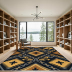 Geometric Ochre Chain Tribal Diamond Rug