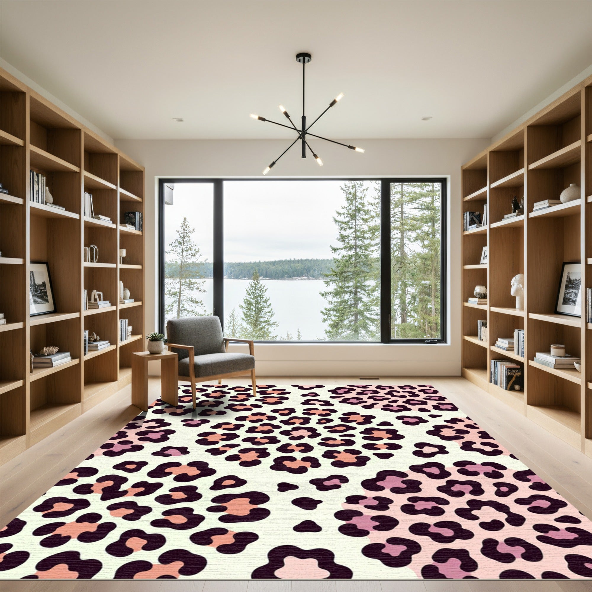 Blush Pink Abstract Leopard Spot Rug