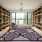 Ornate Purple Yellow Floral Swirls Rug