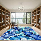Deep Blue Ink Wash Flow Rug