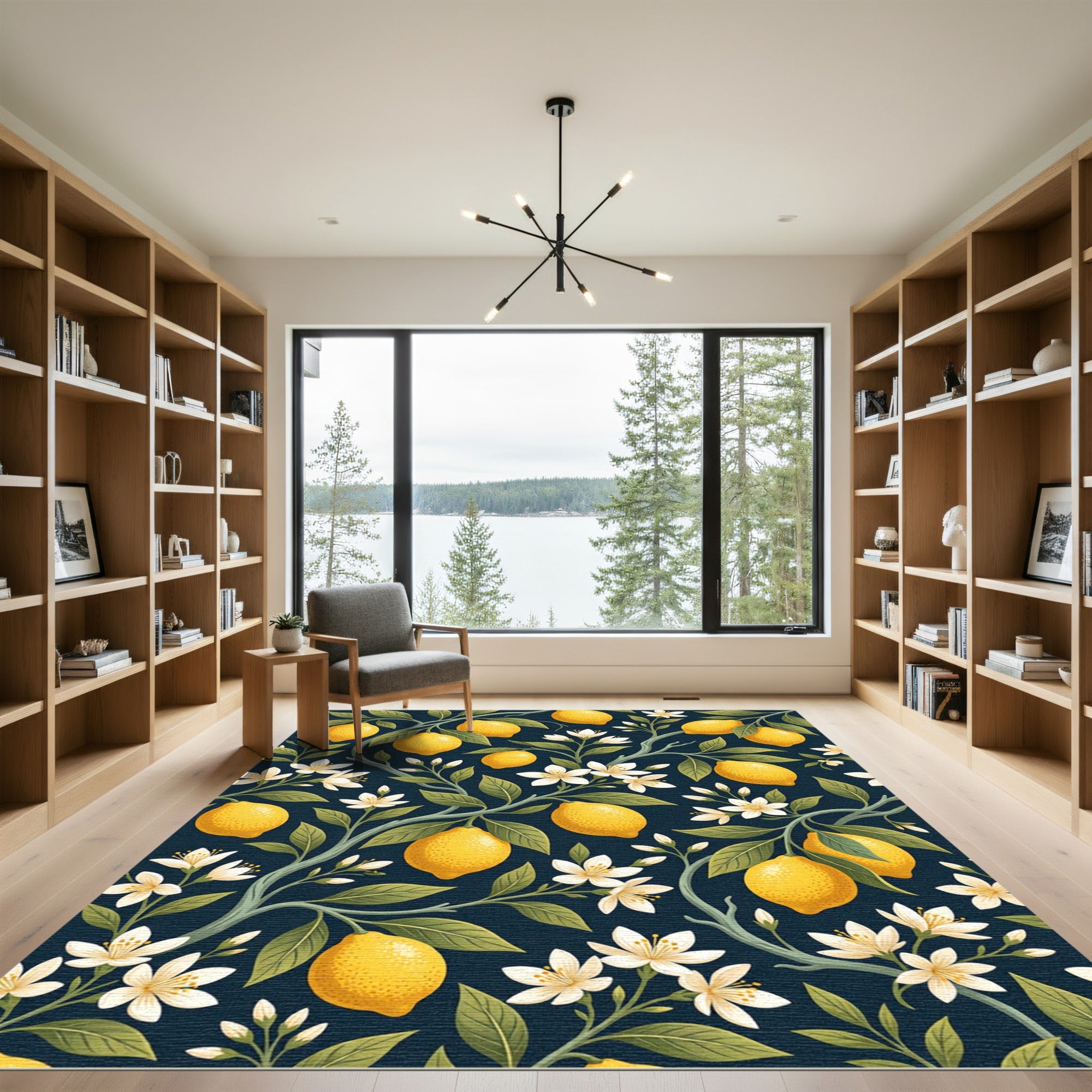 Botanical Lemon Grove Navy Orchard Rug