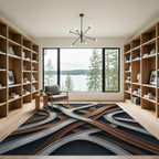 Modern Grey and Walnut Overpass Streamline Rug